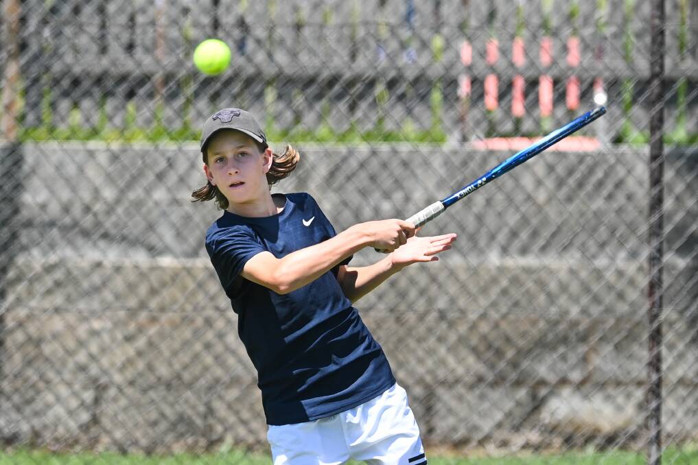 STRONG EFFORT: Wagga product Elijah Dikkenberg won the third-place playoff in the under-14 boys Wimbledon qualifier at Albury grasscourts on Monday.
