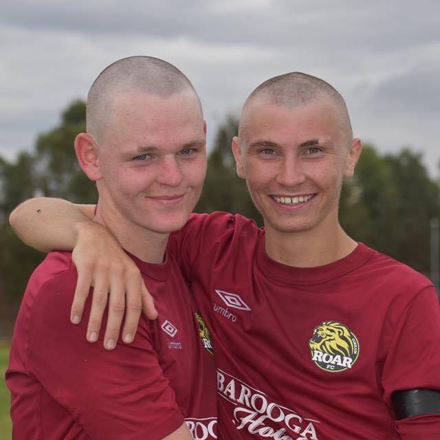 Mitchell Speechley-Price (left) scored 10 goals for Cobram against Wodonga Heart on Sunday.