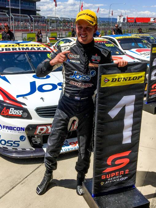 NUMBER ONE: Albury's Jordan Boys celebrates after winning Sunday's Super 2 race at Bathurst to take the lead after round one of the championship. Picture: TIM FARRAH