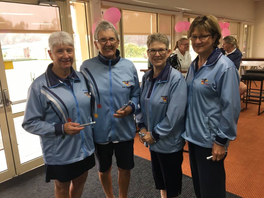 CLOSE CALL: Commercial's Pam Dunn, Chris Barnes, Kath Baggeridge and Kaye Habermann finished runners-up of the Riverina District Womens Bowling Association's annual District Shield.