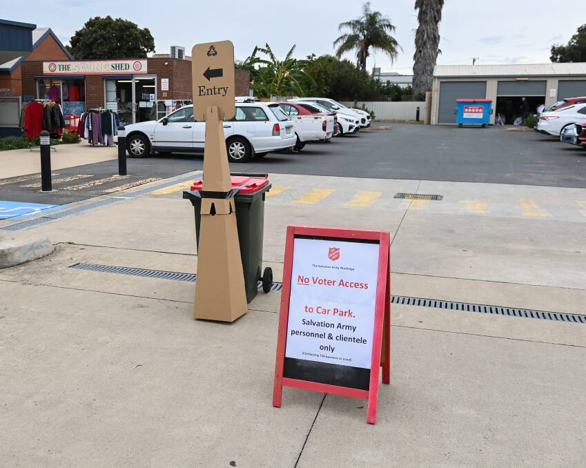 NO GO: The car park into Salvation Army's Wodonga branch is closed to voters keen to fill out their ballot papers early.