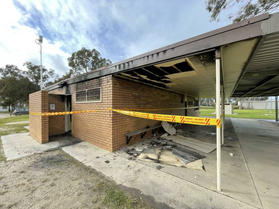 GUTTED: The club rooms at Lavington's Melrose Park were affected by a fire on Monday night. Picture: JAMES WILTSHIRE