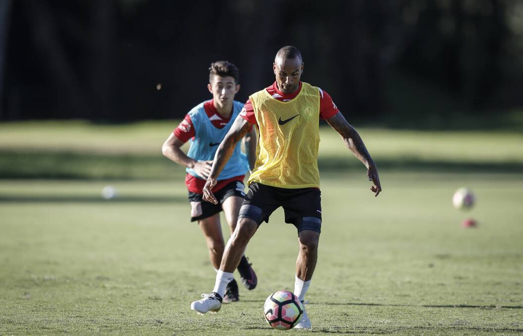 HE'S READY: After training regularly with the group in recent weeks, Archie Thompson will make his first start for Murray United at home on Saturday. Picture: JAMES WILTSHIRE