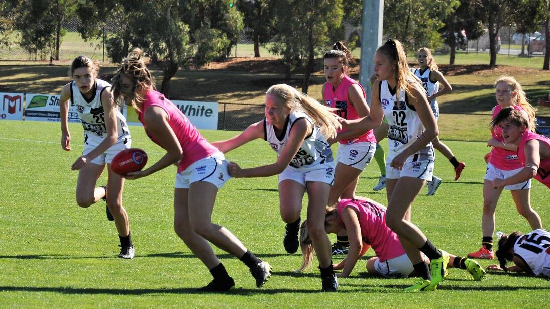Rebecca Webster snared a goal in the Bushrangers' narrow loss to the Greater Western Victoria Rebels on Saturday. Picture: STEPHEN HICKS