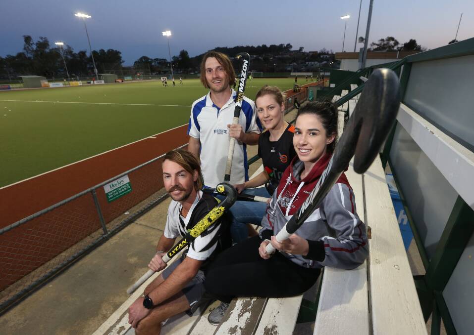 Magpies' Jeremy Maggs, Norths' Jeremy Payne, Falcons' Merryn Smith and Wodonga's Teegan Gallagher are all in grand finals. Picture: KYLIE ESLER