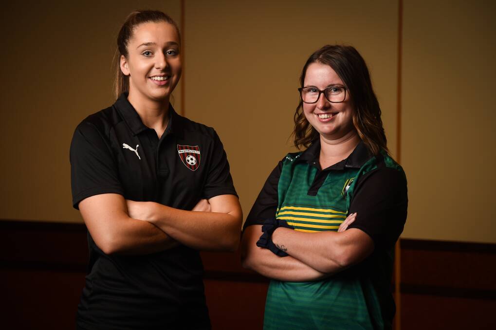 HEAD TO HEAD: Wangaratta co-coach Mel Scott and St Pats defender Sinead Ryan are hoping for more success for their respective sides this season. Picture: MARK JESSER