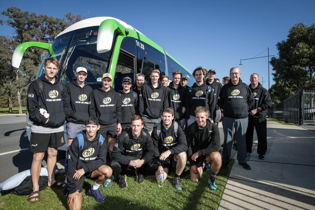 HOP ON THE BUS: The Border's O and M players travelled
south on Friday, ahead of Saturday's interleague clash
against Mornington Peninsula Nepean. Picture: JAMES WILTSHIRE