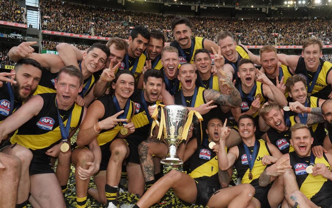 ON TOUR: Richmond's 2019 premiership cup will be on the Border in December. Picture: SCOTT BARBOUR - THE AGE