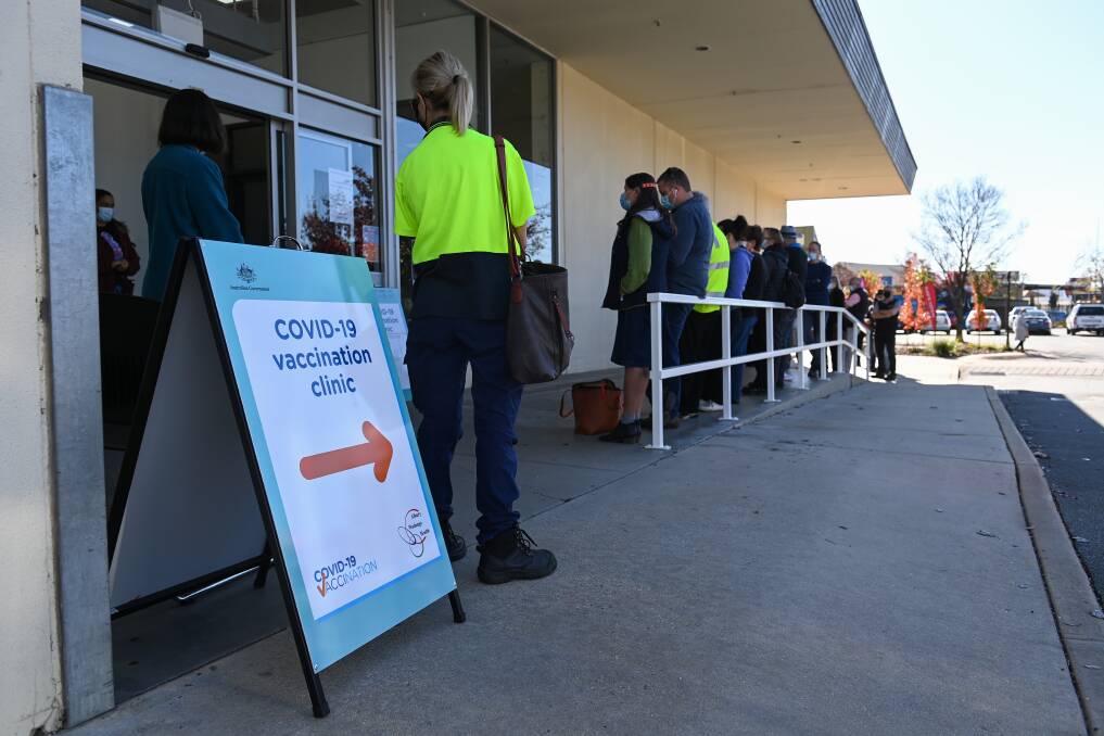 BUSY PERIOD: Albury Wodonga Health welcomed more than 1000 people a day during the peak of vaccine uptake at its Wodonga hub. The health service marked a year of COVID-19 vaccinations on Thursday. Picture: MARK JESSER