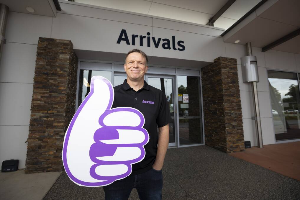 SEAL OF APPROVAL: Bonza's Tim Jordan is relishing the chance to use Albury Airport for a new flight route after his visit to the Border on Friday. Picture: ASH SMITH