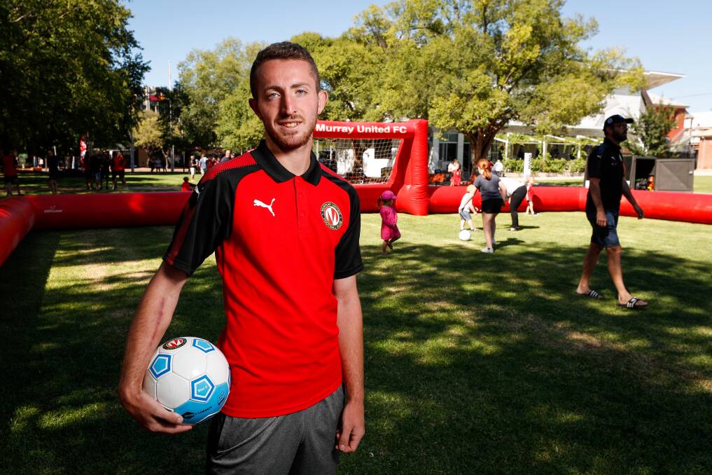 COACHING CAPER: Murray United recruit Tom Youngs has taken on the role as the NPL 2 club's Bright Red SAP program coach. Picture: JAMES WILTSHIRE