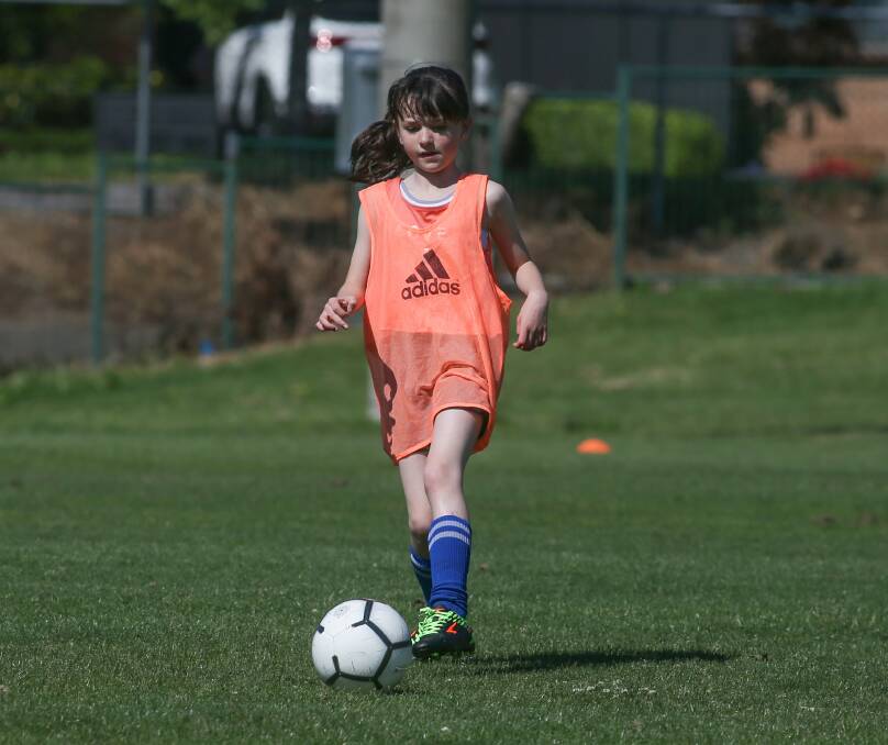 YOUNG GUN: Keira Allen, 10, trialled for the AWFA under-12 girls representative side earlier this month.