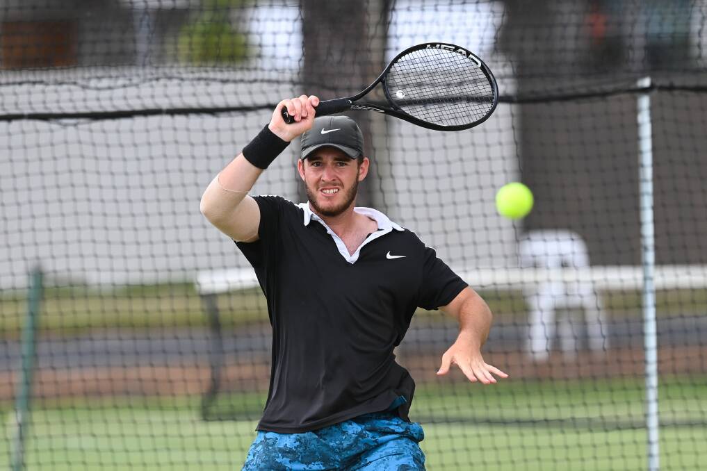 DETERMINED: Gunnedah's Aaron Osmond played some great tennis to reach the final and pushed champion Brendon Moore all the way at Wodonga Tennis Centre.