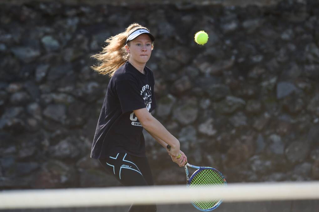 WATCHFUL: Sienna Plested prepares to make a backhand return during pennant matches at Uiver Park. Picture: MARK JESSER