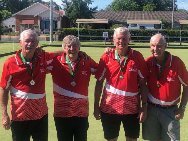 CLASS ABOVE: Henty's Gary Kern, John Opdam, Bruce Whitlock and Peter Forck were all smiles after their win in the Border Club Challenge open fours on Sunday.