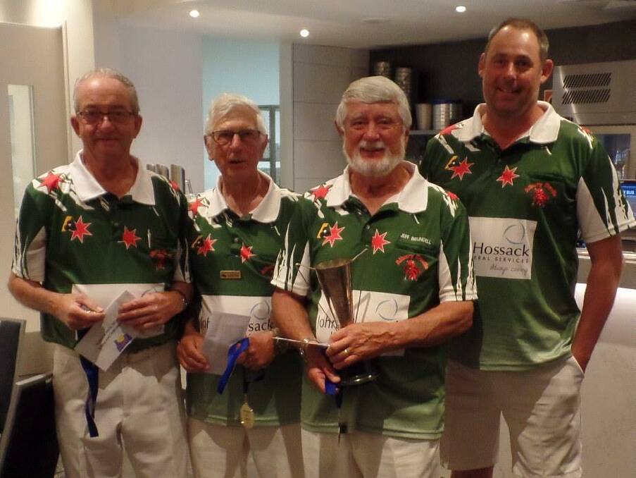 WELL PLAYED: Albury and District's Lloyd Ronan, Slawko Kitt, Jeff Brundell and Steve Martini won the Official Cup at the Bing Wallder Shield in Wagga.