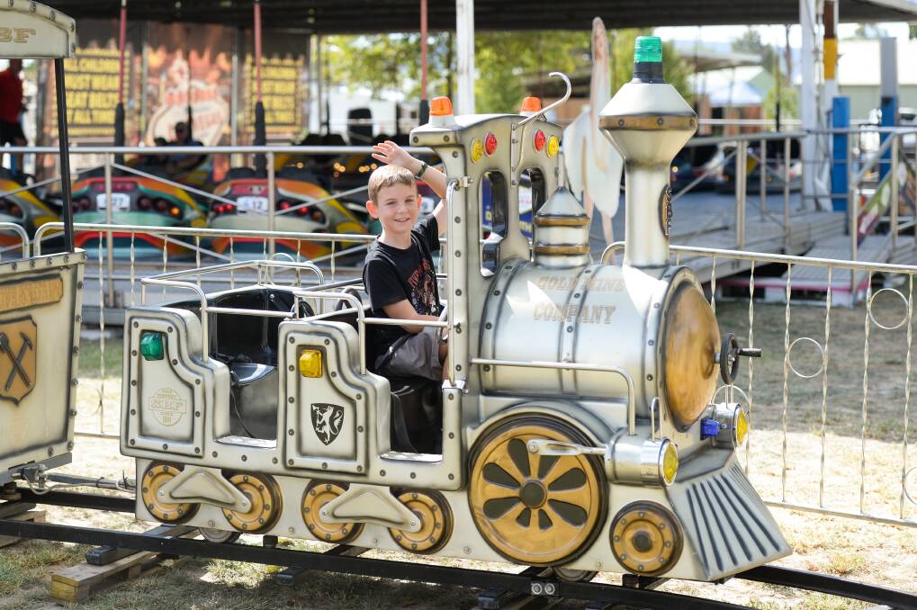 Druss Murtagh enjoying a train ride at the 2019 Wodonga Show. 