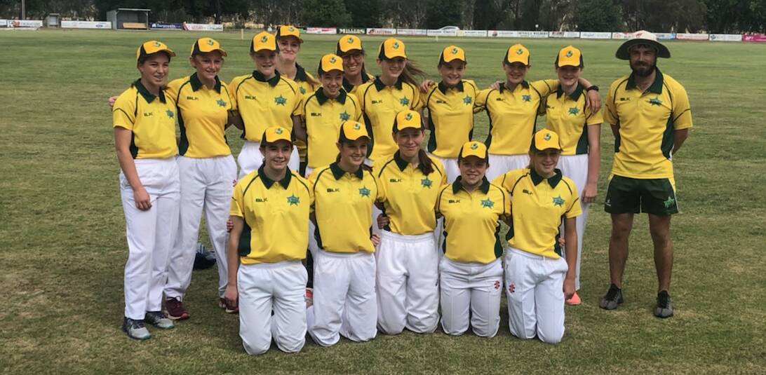 MASTER BLASTER: Albury's Zarlie Goldsworthy (front row first from left), was the leading run-scorer in this year's under-14 girls Youth Premier League. The North East Knights captain finished with 266 runs at an average of 266.
