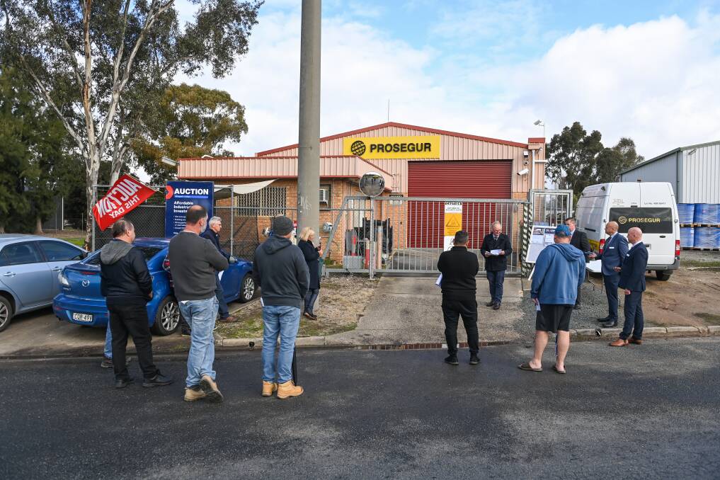 Dixon Commercial Real Estate's Andrew Dixon was pleased with the turnout to the auction of a small industrial property on Trafalgar Street in Wodonga, which sold for $420,000 on Friday, August 18. Picture by Mark Jesser