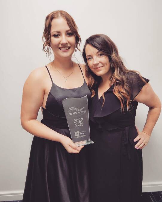 Wodonga student Bella Tomasi and her vocal coach Lauren Schmutter after winning the inaugural On Key 4 Kids charity singing contest. Picture supplied