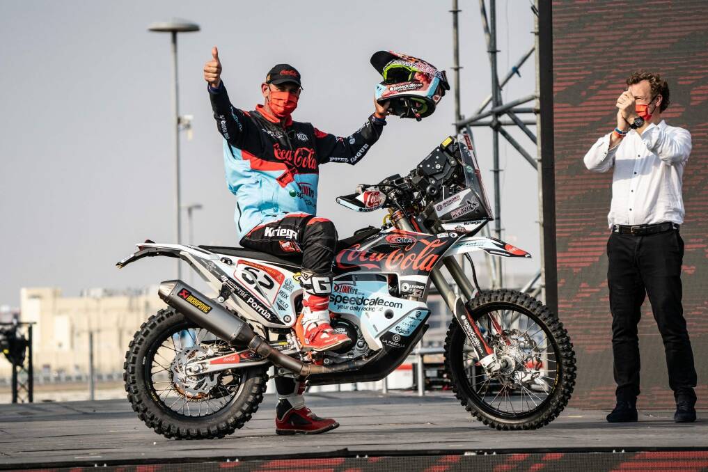 HUGE ACHIEVEMENT: Albury's Andrew Houlihan pushed through the pain barrier with a broken bone in his wrist to complete the Dakar Rally. Picture: MOTORCYCLE LIFE