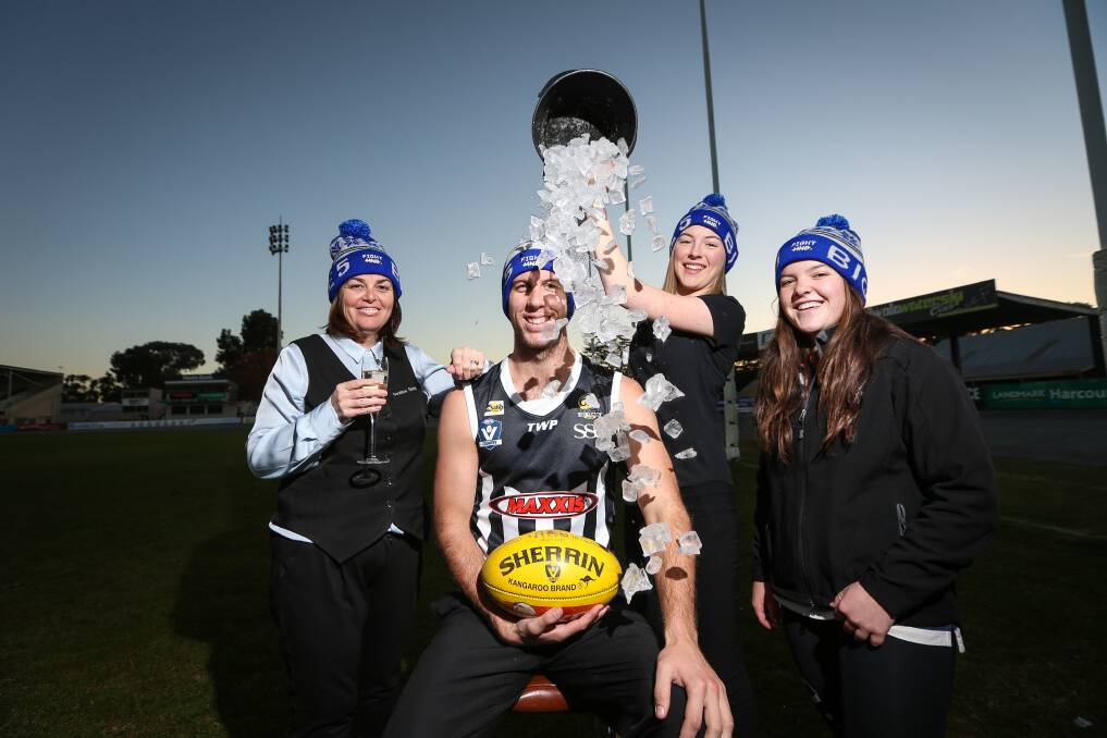 ICE COLD: Nicole Goodison, Matt Hedin, Charlotte McKenzie and Emma O'Keefe
are ready for Wangaratta's Sockit2MND family day and ladies day on Saturday.
Picture: JAMES WILTSHIRE