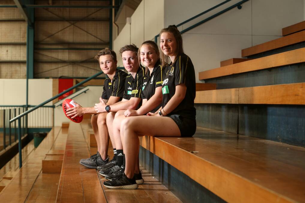 FAB FOUR: Bailey Martin, Braedon Pantling, Tahlia Simpson and Madison Murdoch travelled to India with the Richmond Institute of Sports Leadership. Picture: JAMES WILTSHIRE