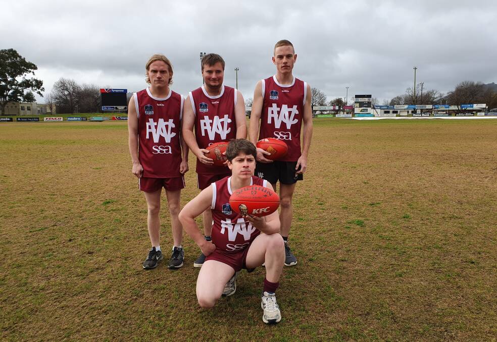 Wodonga Bulldogs All Abilities players Heath McDonald, Zach Pearce, Jarrod Redcliffe and Jack Stevens (front) are off to Sydney for the national carnival. Absent: Tyson Harris