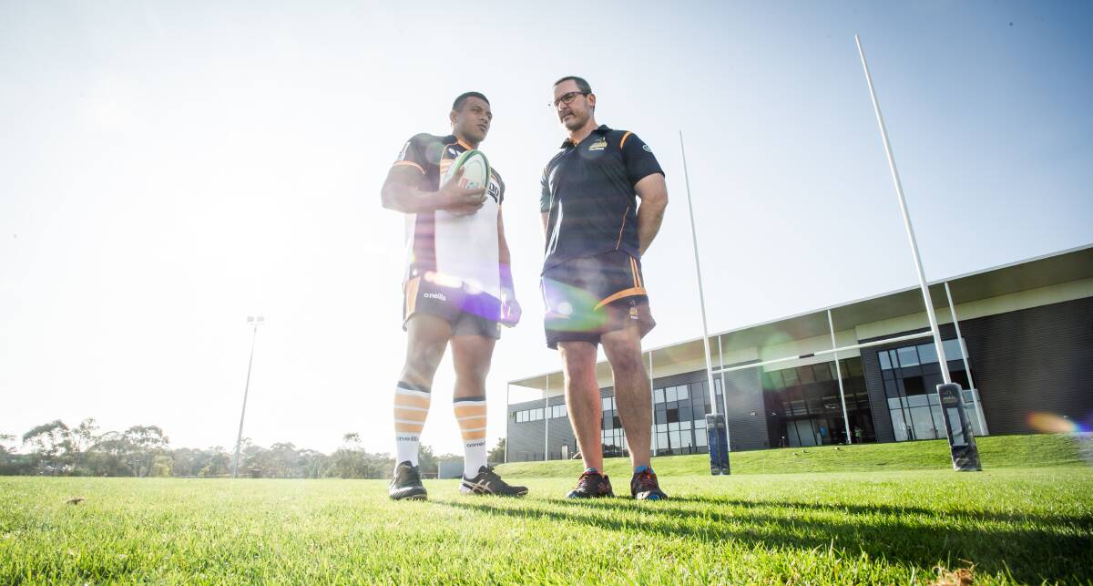 KEEN: ACT Brumbies captain Allan Alaalatoa and coach Dan McKellar will arrive on Wednesday for Thursday's trial against the Melbourne Rebels. Picture: KARLEEN MINNEY