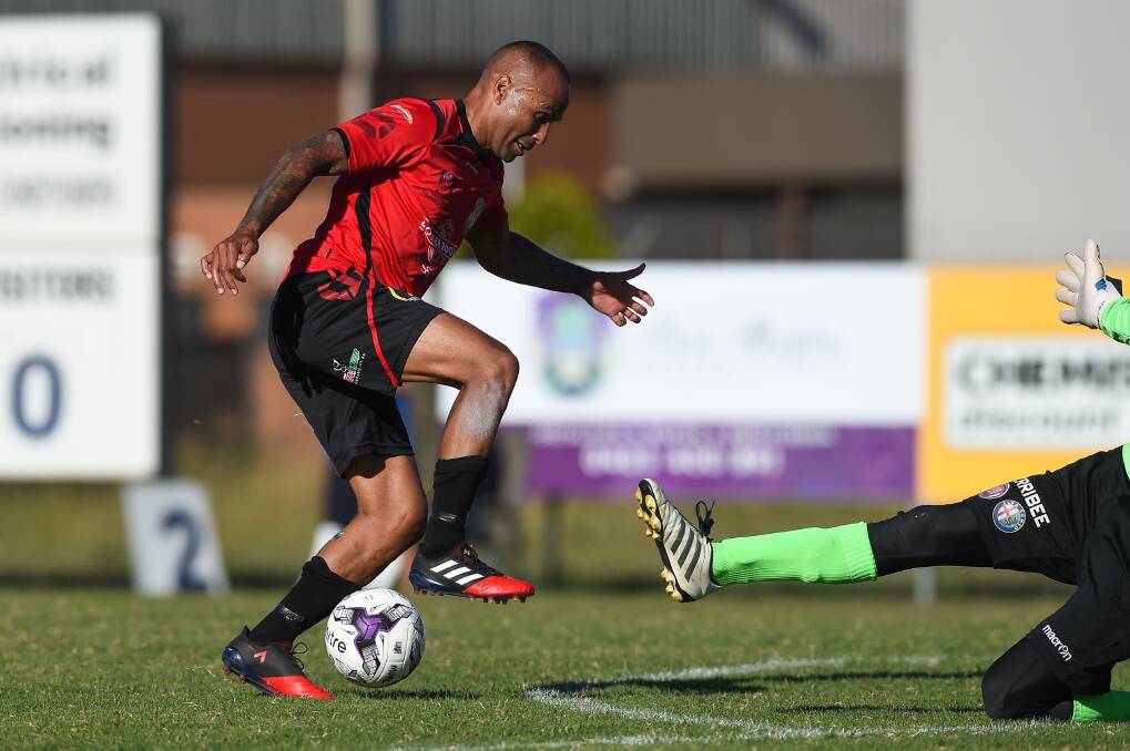 LOOKING GOOD: Archie Thompson scored his second goal of the season during Murray United's 2-2 draw against Dandenong City on Saturday. Picture: MARK JESSER