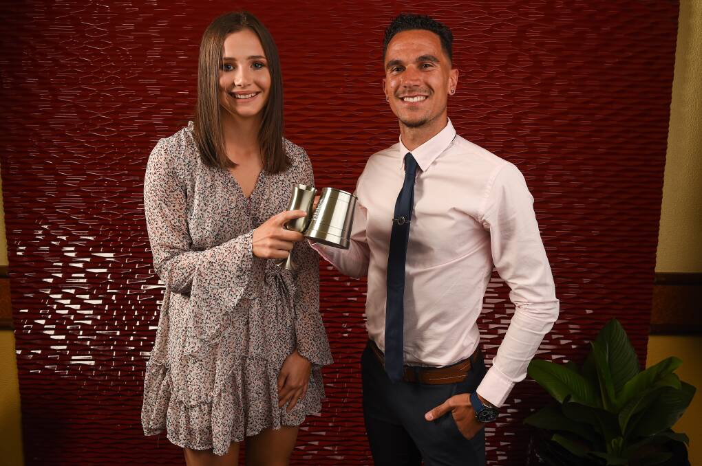 LEAGUE'S BEST: St Pats' captain Claire Mahoney and Wangaratta's Adam Burchell won their second AWFA Star Player awards last season. 