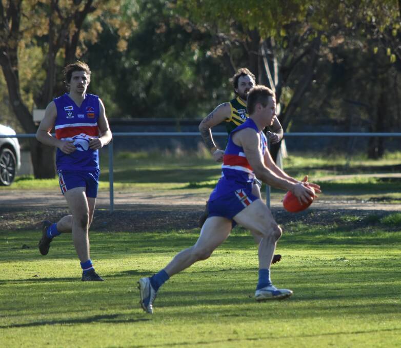 TOP DOG: Simon Russell impressed for Strathmerton against Waaia on Saturday. Picture: EMILY LEWIS