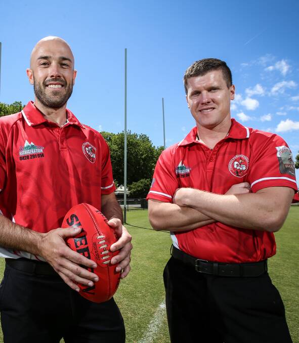 BACK IN BUSINESS: Federal coach Steve Fouracre (left) will lead the side against Corryong on Saturday after returning from overseas.