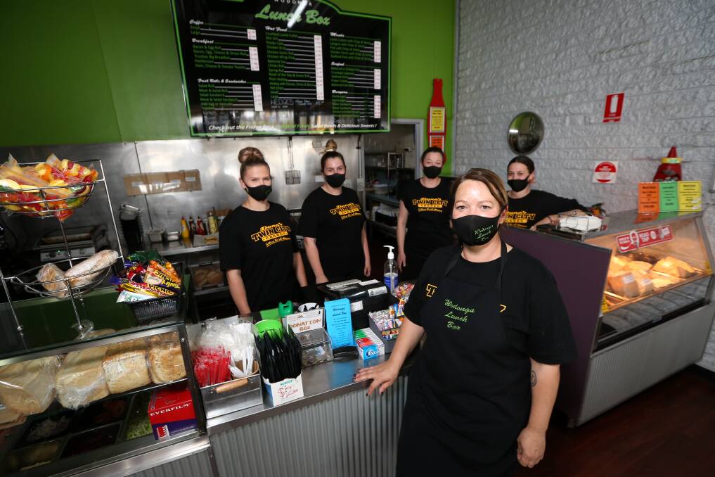SHOW OF SUPPORT: Wodonga Lunch Box owner Katy Maras and her team have continued to raise money for charity groups despite the COVID-19 pandemic providing huge challenges for Border businesses. Picture: JAMES WILTSHIRE