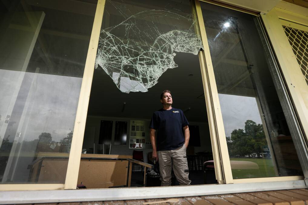 NOT AGAIN: President of Albury Cricket Club Cameron Walker is frustrated by the damage caused to the club rooms at Billson Park. 