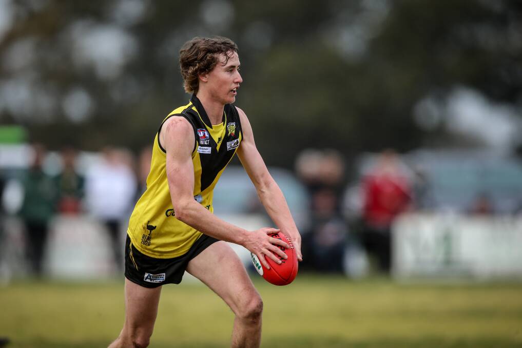 ROCK SOLID: Ed Perryman was among Osborne's best in its 26-point defeat to Ganmain-Grong Grong-Matong at Osborne on Saturday. Picture: JAMES WILTSHIRE