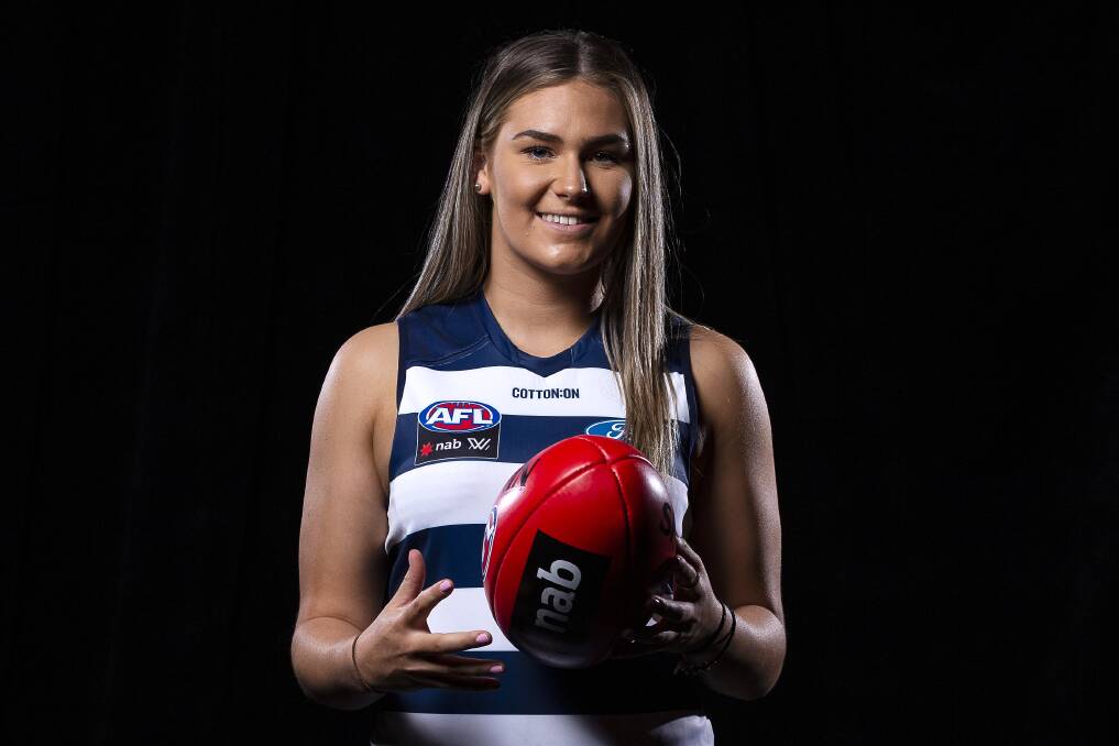 NEW HOME: Murray Bushrangers star Rebecca Webster landed at Geelong in the first round of the AFLW draft on Tuesday. Picture: AAP IMAGE/DANIEL POCKETT