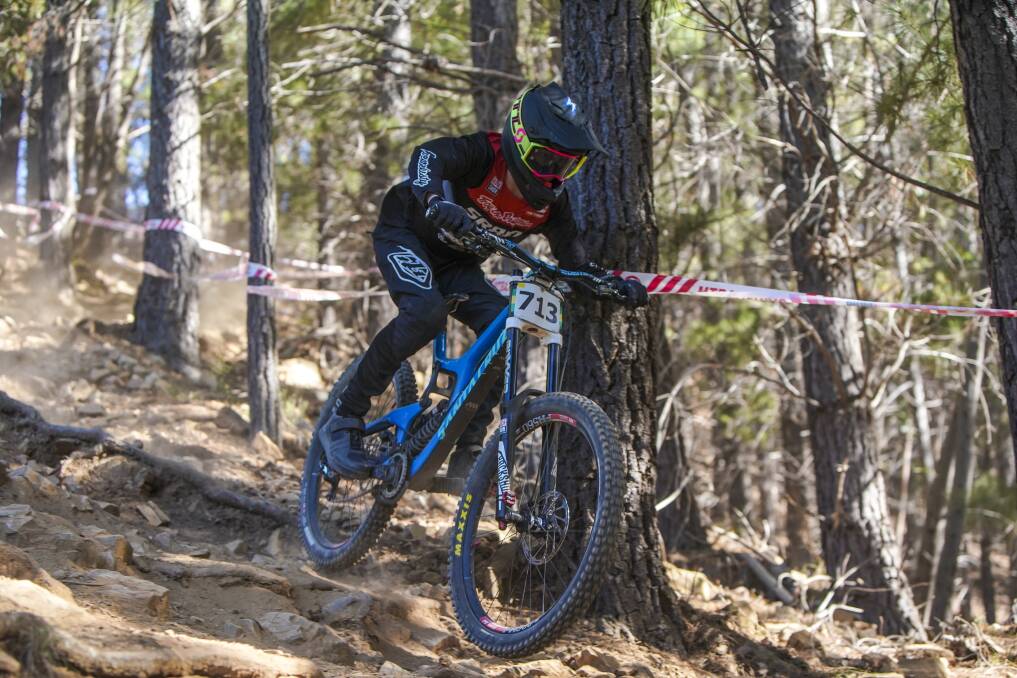 BREAKTHROUGH: Albury's Ollie Davis bounced back from a broken collarbone last year to claim the under-17 boys downhill crown at the Mountain Bike Australia National Championships in Bright. Picture: ROB GUNSTONE
