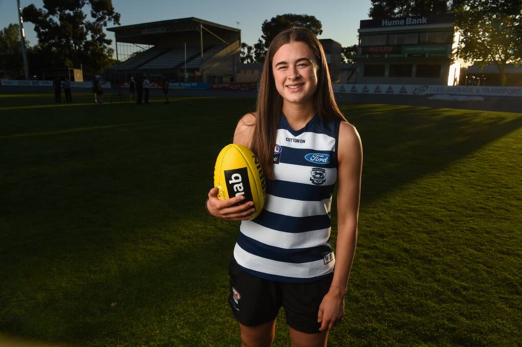 DREAM COME TRUE: Murray Bushranger Millie Brown became the first father-daughter pick at Geelong at Tuesday's AFLW Draft. Picture: MARK JESSER