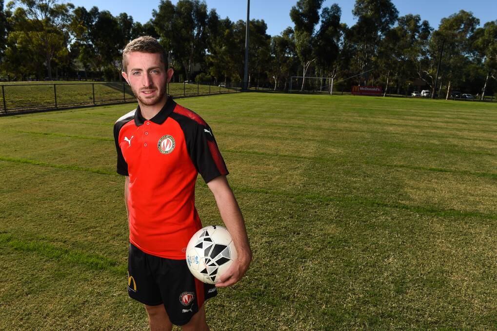 FLYING HIGH: Murray United star Tom Youngs will start against Manningham United despite flying back from the UK on Friday night. Picture: MARK JESSER