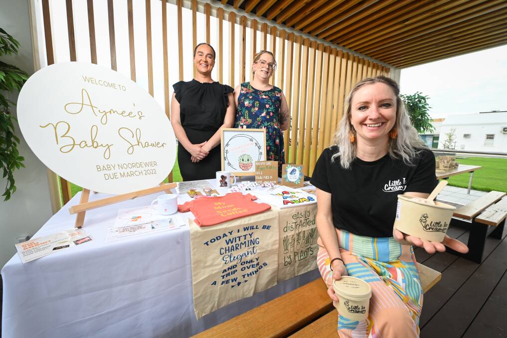 HELPING HAND: LaunchMe North East mentor Millie Wall has been working with Rachel Newman, of Dysfunctional Crafts, and Little Ice Creamery's Kellie Rorison to help them grow their startups into flourishing businesses. Picture: MARK JESSER