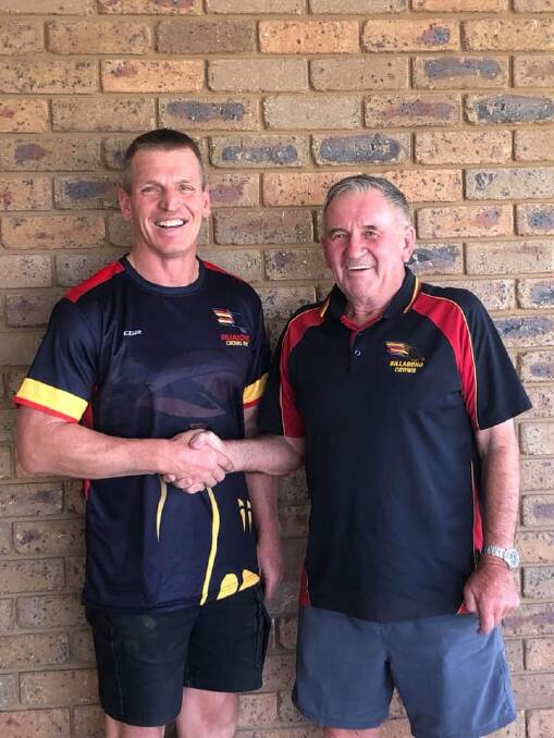 WELCOME: New Billabong Crows coach Jason Kerr with president Kevin Martin. Kerr has strong links to the club.