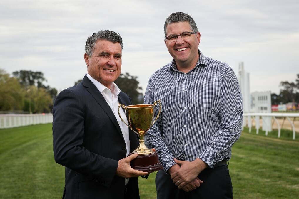 Racing Wodonga CEO Tom O'Connor (right) is hoping to see even more prize money available to owners and trainers at this year's Wodonga Gold Cup.