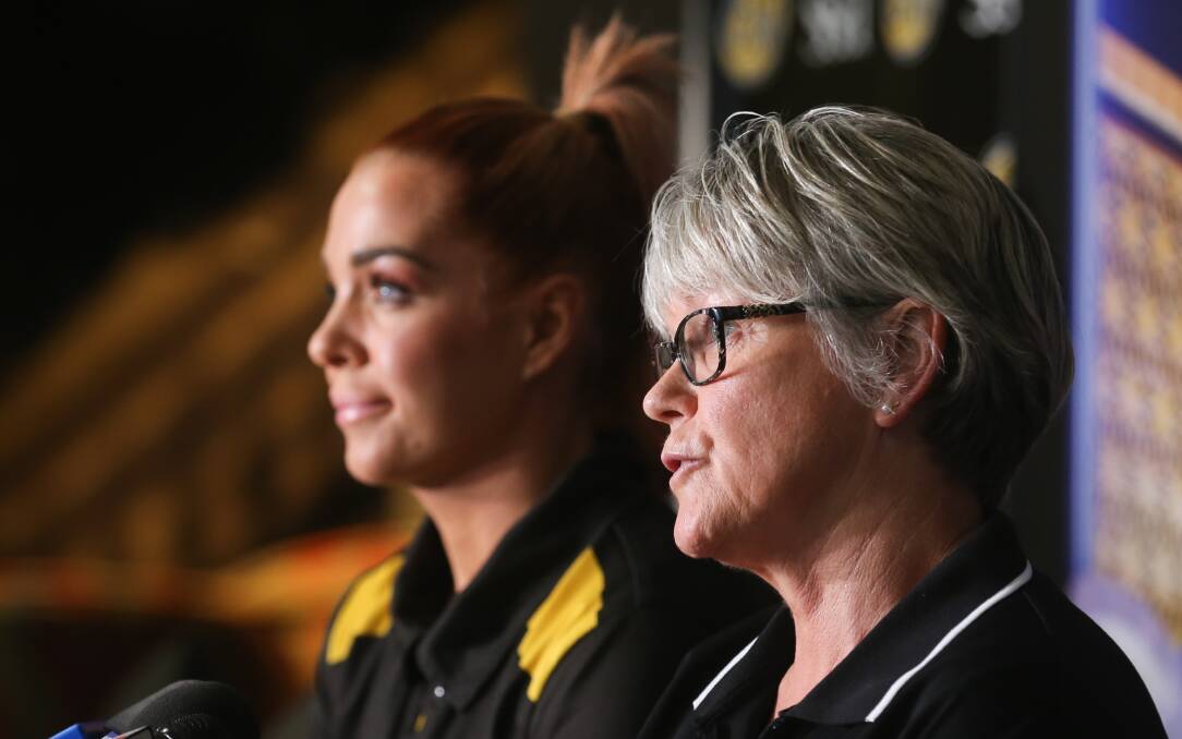 BIGGEST STAGE: Wangaratta head netball coach Lou Byrne and Albury A-grade coach Olivia Aughton speak ahead of Sunday's Ovens and Murray grand final. Picture: KYLIE ESLER