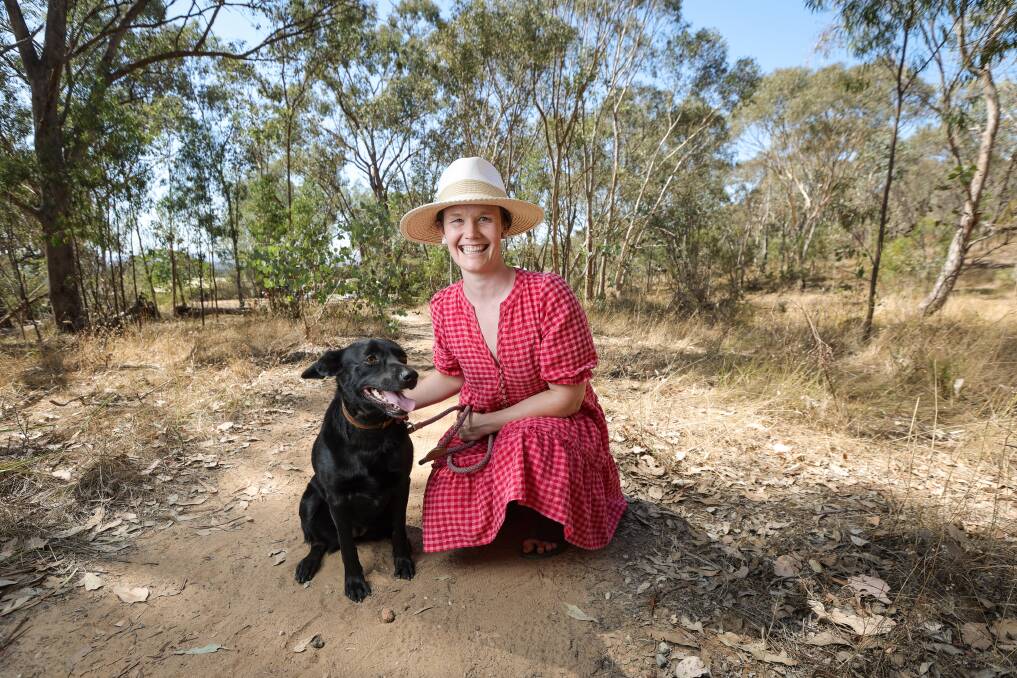 Albury's Sheila Smith is grateful her kelpie-border collie Remi is happy and healthy after a dog attack at a Glenroy entrance to Nail Can Hill. Picture by James Wiltshire