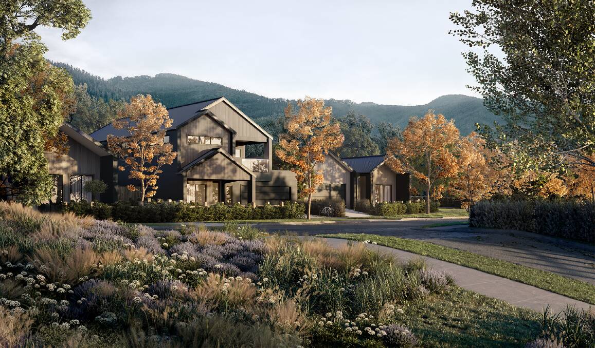 An artist's impression of the "modern alpine" design homes to feature within the Bright Valley estate. Picture supplied