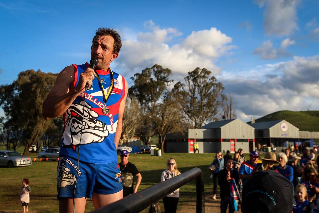 PROUD: Bullioh co-coach Clint Ried claimed his fifth Upper Murray senior premiership and first as coach against Federal on Saturday. Picture: JAMES WILTSHIRE