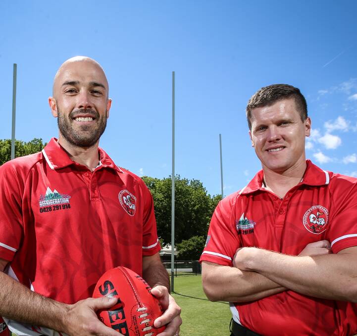 Federal coach Steve Fouracre and Troy Price await arch rivals Corryong on Saturday.