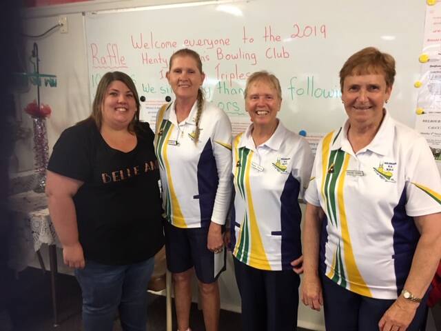 TOP TEAM: Sponsor Hannah Kilo, with the winning Holbrook side of Jo Merkel, Pam Kaletta and Pauline Cheney at the Henty Women's Bowling Club's annual triples tournament.