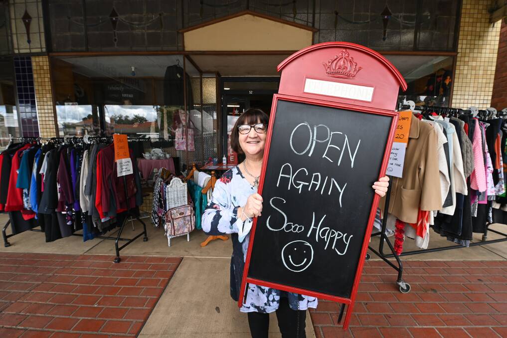 BACK ON DECK: Nancy Zanker manages Culcairn vintage store Curiouser n Curiouser which opened its doors for the first time in almost a month on the weekend and was well supported by the community. Picture: MARK JESSER